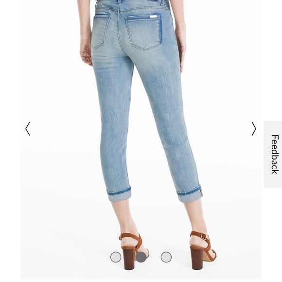 White House Black Market The Skinny Crop Distressed Denim Jeans 12 short - Picture 2 of 7